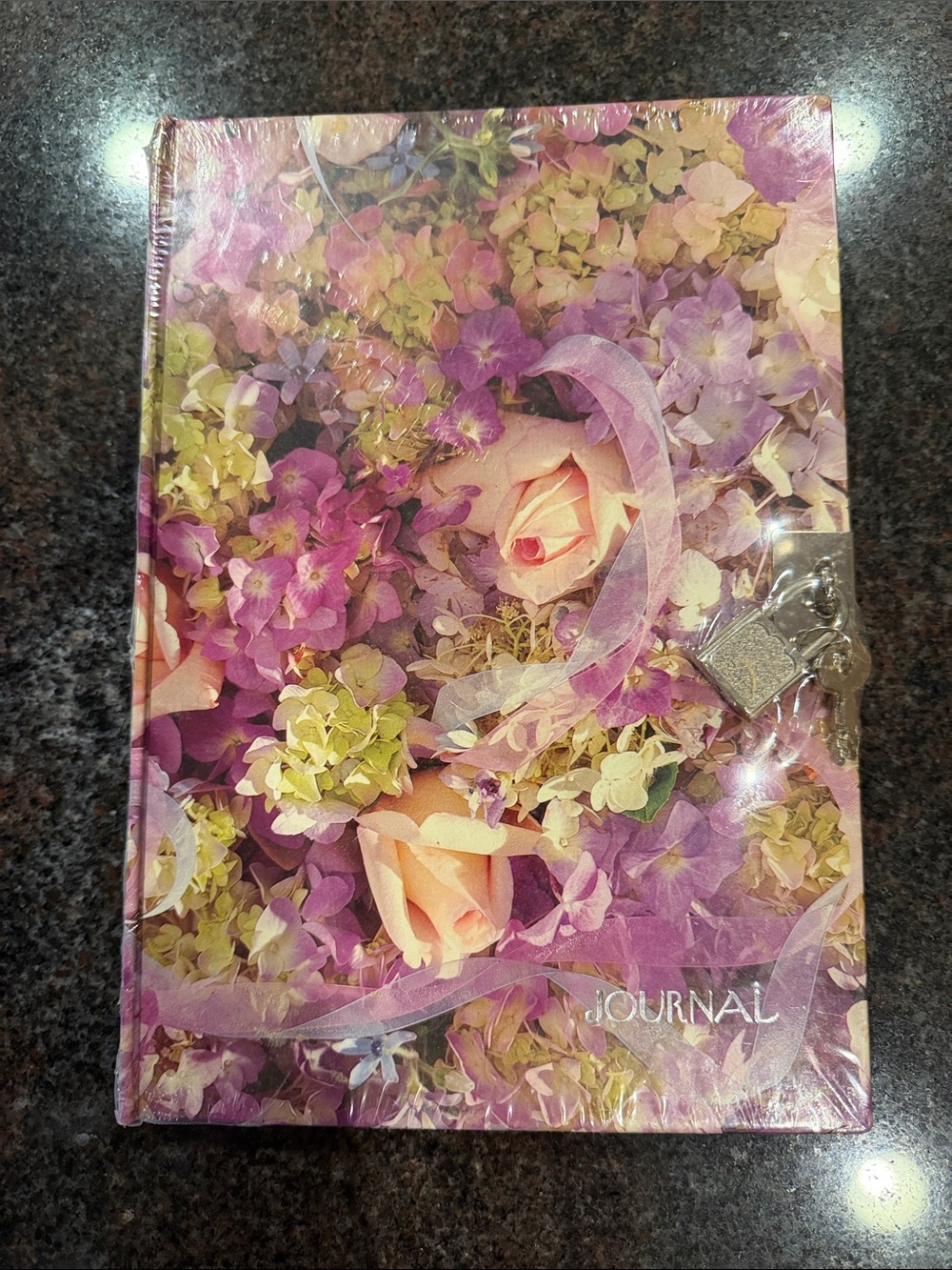 New Hardcover Lovely Floral Design Bound Journal Diary with Gold Lock and Keys.